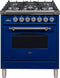 ILVE 30-Inch Nostalgie - Dual Fuel Range with 5 Sealed Burners - 3 cu. ft. Oven - Chrome Trim in Blue (UPN76DMPBLX)