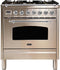 ILVE 30-Inch Nostalgie - Dual Fuel Range with 5 Sealed Burners - 3 cu. ft. Oven - Chrome Trim in Stainless Steel (UPN76DMPIX)