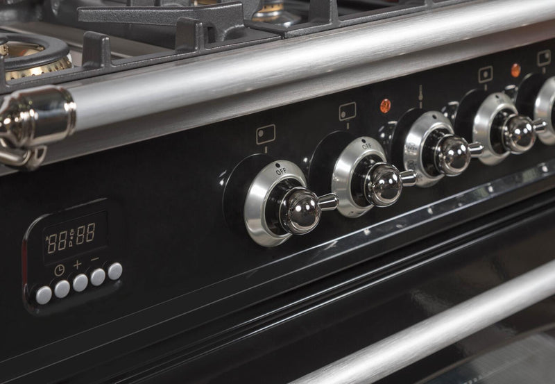 ILVE 30" Nostalgie Gas Range with 5 Burners - 3 cu. ft. Oven - Chrome Trim - Gloss Black (UPN76DVGGNX) Ranges ILVE 