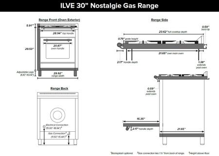 ILVE 30" Nostalgie Gas Range with 5 Burners - 3 cu. ft. Oven - Chrome Trim - Matte Graphite (UPN76DVGGMX) Ranges ILVE 