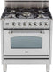 ILVE 30-Inch Nostalgie Gas Range with 5 Burners - 3 cu. ft. Oven - Chrome Trim - Stainless Steel (UPN76DVGGIX)
