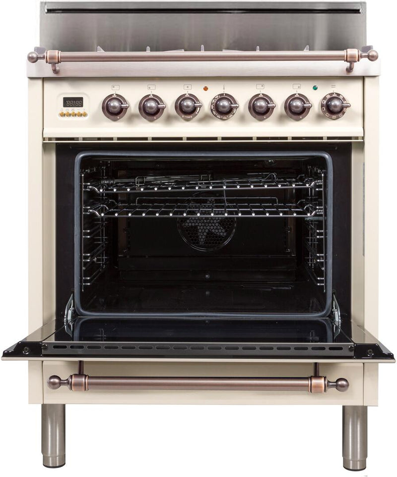 ILVE 30" Nostalgie Gas Range with 5 Burners - 3 cu. ft. Oven - Oiled Bronze Trim - Antique White (UPN76DVGGAY) Ranges ILVE 