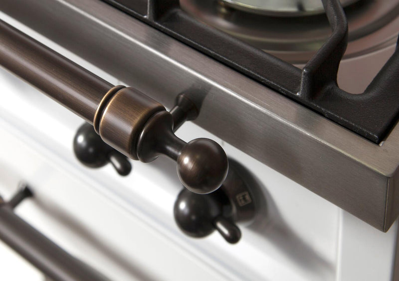 ILVE 30" Nostalgie Gas Range with 5 Burners - 3 cu. ft. Oven - Oiled Bronze Trim - Antique White (UPN76DVGGAY) Ranges ILVE 