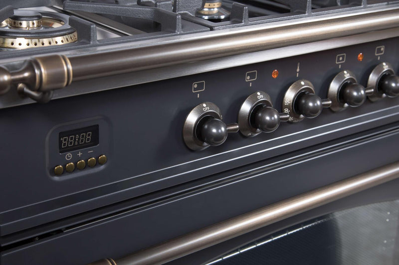 ILVE 30" Nostalgie Gas Range with 5 Burners - 3 cu. ft. Oven - Oiled Bronze Trim - Matte Graphite (UPN76DVGGMY) Ranges ILVE 