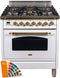 ILVE 30-Inch Nostalgie Series Freestanding Single Oven Gas Range with 5 Sealed Burners in Custom RAL Color with Brass Trim (UPN76DVGGRAL)