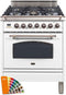 ILVE 30-Inch Nostalgie Series Freestanding Single Oven Gas Range with 5 Sealed Burners in Custom RAL Color with Bronze Trim (UPN76DVGGRALY)
