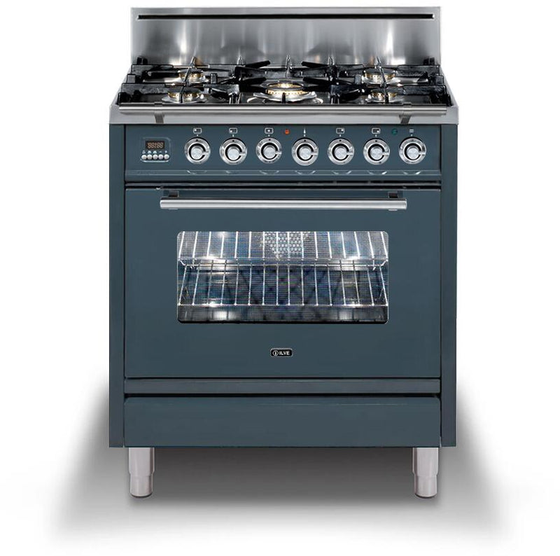 ILVE 30" Professional Plus All Gas Range with 5 Burners - in Blue Grey with Chrome Trim (UPW76DVGGGU) Ranges ILVE 