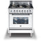 ILVE 30-Inch Professional Plus All Gas Range with 5 Sealed Burners - in White with Chrome Trim (UPW76DVGGB)