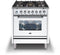 ILVE 30-Inch Professional Plus Series Freestanding Single Oven Dual Fuel Range with 5 Sealed Burners in White with Chrome Trim (UPW76DMPB)
