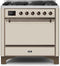 ILVE 36-Inch Majestic II Dual Fuel Range with 6 Burners - 3.5 cu. ft. Oven - Antique White (UM096DQNS3AWB)