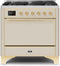 ILVE 36-Inch Majestic II Dual Fuel Range with 6 Burners - 3.5 cu. ft. Oven - Antique White (UM096DQNS3AWG)