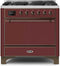 ILVE 36-Inch Majestic II Dual Fuel Range with 6 Burners - 3.5 cu. ft. Oven - Burgundy Red (UM096DQNS3BUB)