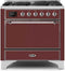 ILVE 36-Inch Majestic II Dual Fuel Range with 6 Burners - 3.5 cu. ft. Oven - Burgundy Red (UM096DQNS3BUC)