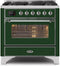ILVE 36-Inch Majestic II Dual Fuel Range with 6 Burners - 3.5 cu. ft. Oven - Chrome Trim in Emerald Green (UM096DNS3EGC)