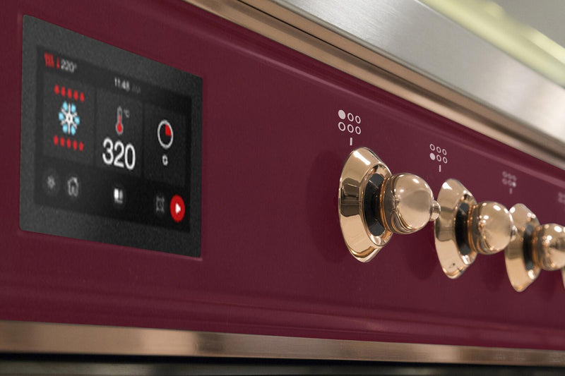 ILVE 36" Majestic II Dual Fuel Range with 6 Burners - 3.5 cu. ft. Oven - Copper Trim in Burgundy (UM096DNS3BUP) Ranges ILVE 