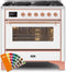 ILVE 36-Inch Majestic II Dual Fuel Range with 6 Burners - 3.5 cu. ft. Oven - Copper Trim in Custom RAL Color (UM096DNS3RA)