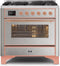 ILVE 36-Inch Majestic II Dual Fuel Range with 6 Burners - 3.5 cu. ft. Oven - Copper Trim in Stainless Steel (UM096DNS3SSP)