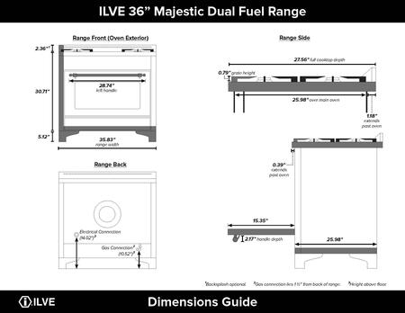 ILVE 36" Majestic II Dual Fuel Range with 6 Burners - 3.5 cu. ft. Oven - Custom RAL Color (UM096DQNS3RALB) Ranges ILVE 