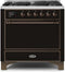ILVE 36-Inch Majestic II Dual Fuel Range with 6 Burners - 3.5 cu. ft. Oven - Glossy Black (UM096DQNS3BKB)