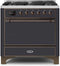 ILVE 36-Inch Majestic II Dual Fuel Range with 6 Burners - 3.5 cu. ft. Oven - Matte Graphite (UM096DQNS3MGB)