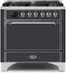 ILVE 36-Inch Majestic II Dual Fuel Range with 6 Burners - 3.5 cu. ft. Oven - Matte Graphite (UM096DQNS3MGC)