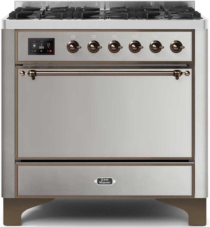 ILVE 36" Majestic II Dual Fuel Range with 6 Burners - 3.5 cu. ft. Oven - Stainless Steel (UM096DQNS3SSB) Ranges ILVE 