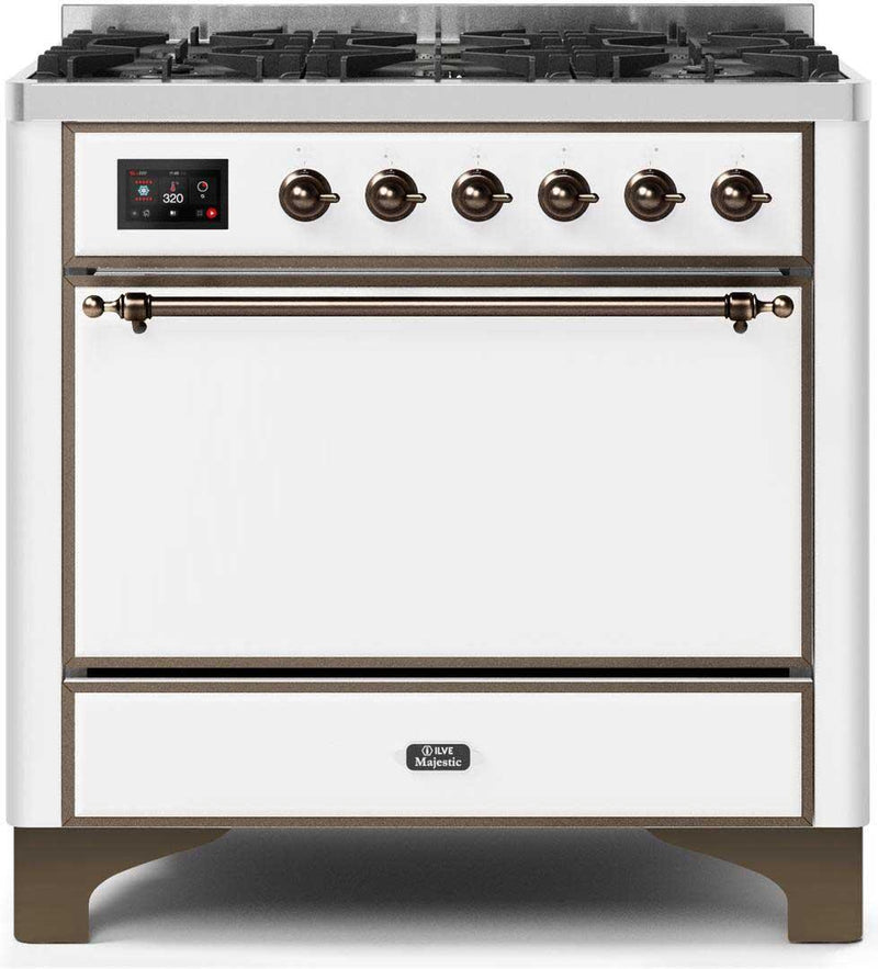 ILVE 36" Majestic II Dual Fuel Range with 6 Burners - 3.5 cu. ft. Oven - White (UM096DQNS3WHB) Ranges ILVE 