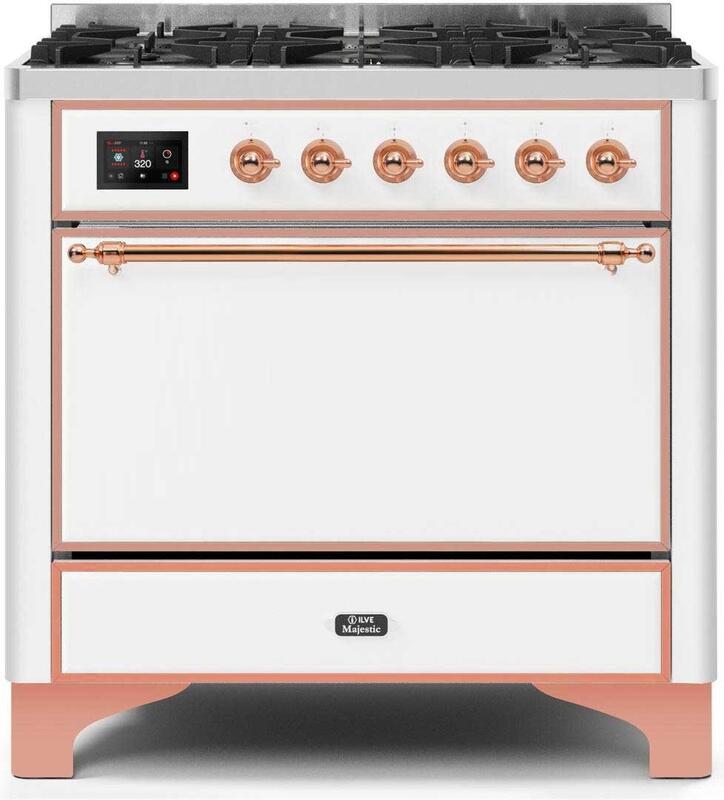 ILVE 36" Majestic II Dual Fuel Range with 6 Burners - 3.5 cu. ft. Oven - White (UM096DQNS3WHP) Ranges ILVE 