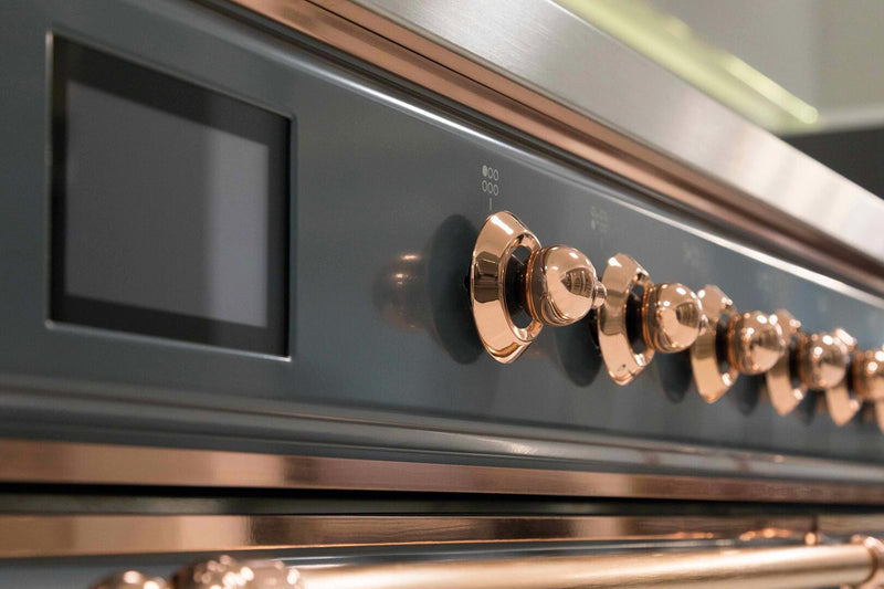 ILVE 36" Majestic II Dual Fuel Range with 6 Burners - 4.1 cu. ft. Oven - in Blue Grey with Copper Trim (UM096DNS3BGP) Ranges ILVE 