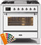 ILVE 36-Inch Majestic II Dual Fuel Range with 6 Burners and Griddle - 3.5 cu. ft. Oven - Chrome Trim in Custom RAL Color (UM09FDNS3RALC)