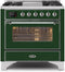 ILVE 36-Inch Majestic II Dual Fuel Range with 6 Burners and Griddle - 3.5 cu. ft. Oven - Chrome Trim in Emerald Green (UM09FDNS3EGC)