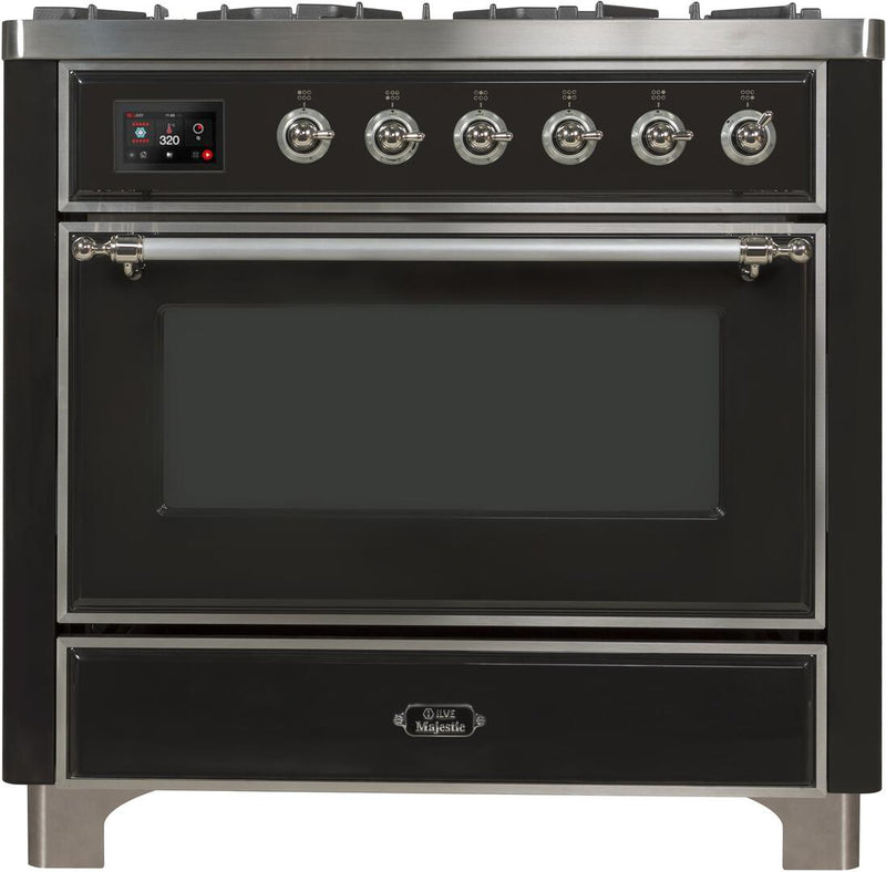 ILVE 36" Majestic II Dual Fuel Range with 6 Burners and Griddle - 3.5 cu. ft. Oven - Chrome Trim in Matte Graphite (UM09FDNS3MGC) Ranges ILVE 