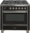 ILVE 36-Inch Majestic II Dual Fuel Range with 6 Burners and Griddle - 3.5 cu. ft. Oven - Chrome Trim in Matte Graphite (UM09FDNS3MGC)