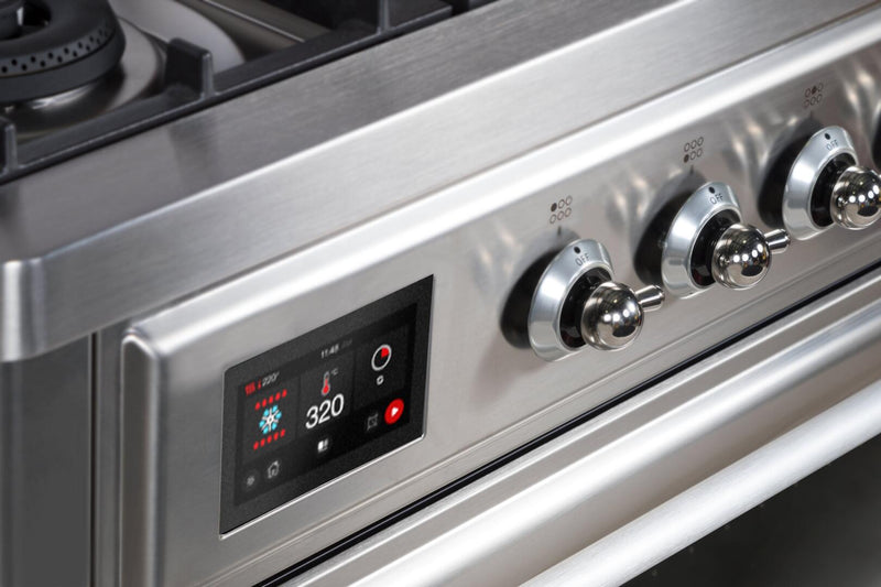 ILVE 36" Majestic II Dual Fuel Range with 6 Burners and Griddle - 3.5 cu. ft. Oven - Chrome Trim in Stainless Steel (UM09FDNS3SSC) Ranges ILVE 