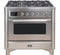 ILVE 36-Inch Majestic II Dual Fuel Range with 6 Burners and Griddle - 3.5 cu. ft. Oven - Chrome Trim in Stainless Steel (UM09FDNS3SSC)
