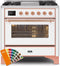 ILVE 36-Inch Majestic II Dual Fuel Range with 6 Burners and Griddle - 3.5 cu. ft. Oven - Copper Trim in Custom RAL Color (UM09FDNS3RA)