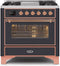 ILVE 36-Inch Majestic II Dual Fuel Range with 6 Burners and Griddle - 3.5 cu. ft. Oven - Copper Trim in Matte Graphite (UM09FDNS3MGP)