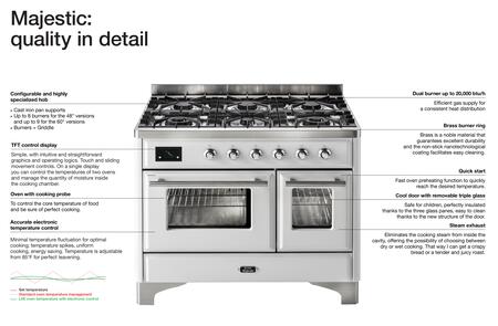 ILVE 36" Majestic II Dual Fuel Range with 6 Burners and Griddle - 3.5 cu. ft. Oven - Copper Trim in White (UM09FDNS3WHP) Ranges ILVE 