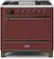 ILVE 36-Inch Majestic II Dual Fuel Range with 6 Burners and Griddle - 4.1 cu. ft. Oven - Bronze (UM09FDQNS3BUB)