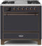 ILVE 36-Inch Majestic II Dual Fuel Range with 6 Burners and Griddle - 4.1 cu. ft. Oven - Bronze (UM09FDQNS3MGB)