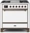 ILVE 36-Inch Majestic II Dual Fuel Range with 6 Burners and Griddle - 4.1 cu. ft. Oven - Bronze (UM09FDQNS3WHB)