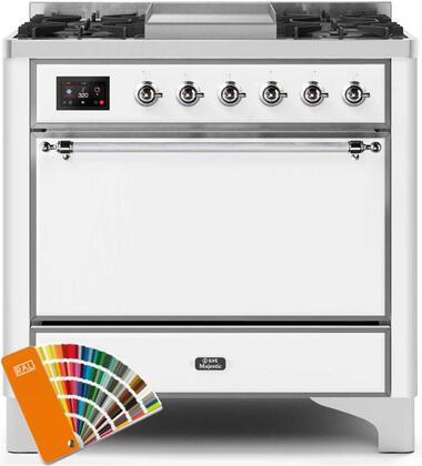 ILVE 36" Majestic II Dual Fuel Range with 6 Burners and Griddle - 4.1 cu. ft. Oven - Chrome (UM09FDQNS3RALC) Ranges ILVE 