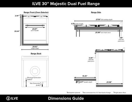 ILVE 36" Majestic II Dual Fuel Range with 6 Burners and Griddle - 4.1 cu. ft. Oven - Copper (UM09FDQNS3RAL) Ranges ILVE 