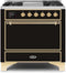 ILVE 36-Inch Majestic II Dual Fuel Range with 6 Burners and Griddle in Glossy Black (UM09FDQNS3BKG)