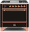ILVE 36-Inch Majestic II Dual Fuel Range with 6 Burners and Griddle in Glossy Black with Copper Trim (UM09FDQNS3BKP)