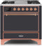 ILVE 36-Inch Majestic II Dual Fuel Range with 6 Burners and Griddle in Matte Graphite with Copper Trim (UM09FDQNS3MGP)