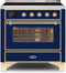 ILVE 36-Inch Majestic II induction Range with 5 Elements - 3.5 cu. ft. Oven - Brass Trim in Blue (UMI09NS3MBG)