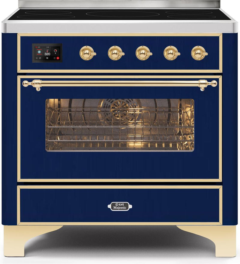 ILVE 36" Majestic II induction Range with 5 Elements - 3.5 cu. ft. Oven - Brass Trim in Blue (UMI09NS3MBG) Ranges ILVE 