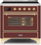 ILVE 36-Inch Majestic II induction Range with 5 Elements - 3.5 cu. ft. Oven - Brass Trim in Burgundy (UMI09NS3BUG)