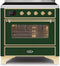 ILVE 36-Inch Majestic II induction Range with 5 Elements - 3.5 cu. ft. Oven - Brass Trim in Emerald Green (UMI09NS3EGG)